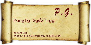 Purgly György névjegykártya